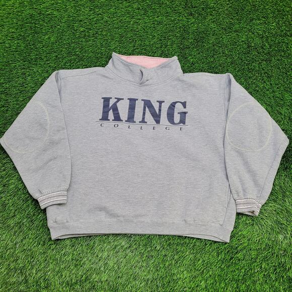 Vintage King-College Crop Collared Sweatshirt XL 25x23 Baggy - Picture 1 of 15